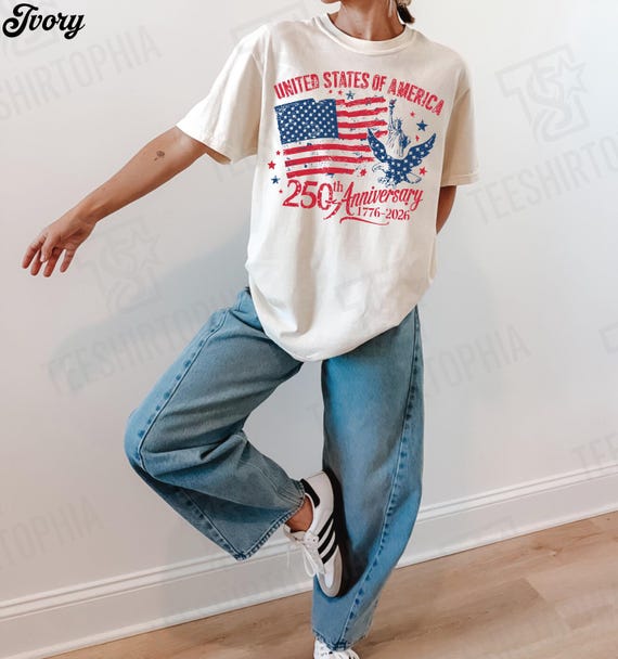 Comfort Colors USA 250th Anniversary T-Shirt, Vintage American Flag Tee, Retro Patriotic 1776 Apparel, 4th of July Americana Clothing