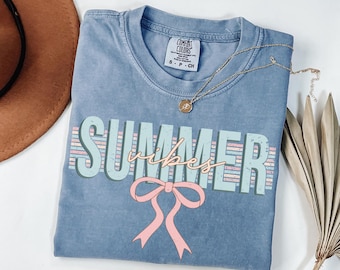 Comfort Colors Summer Vibes T-Shirt: Retro Beach Graphic Tee
