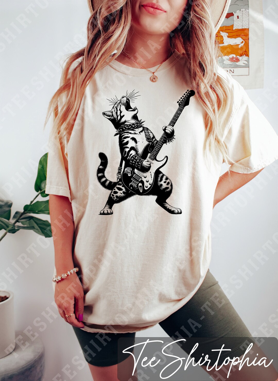 Rock Cat Playing Guitar Shirt, Funny Cat Shirt, Cat Playing Guitar ...