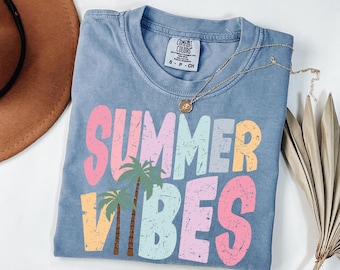 Comfort Colors Summer Vibes Shirt: Boho Beach Graphic Tee