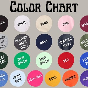May include: A color chart displays a variety of fabric colors. The chart includes colors such as black, white, sand, pink, maroon, navy, and military green. The text "COLOR CHART" is at the top.