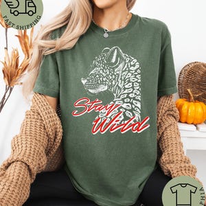 Comfort Colors Stay Wild T-Shirt, Vintage Leopard Print Tee, Retro Cheetah Graphic, Trendy Boho Western Aesthetic, Edgy Animal Shirt image 7