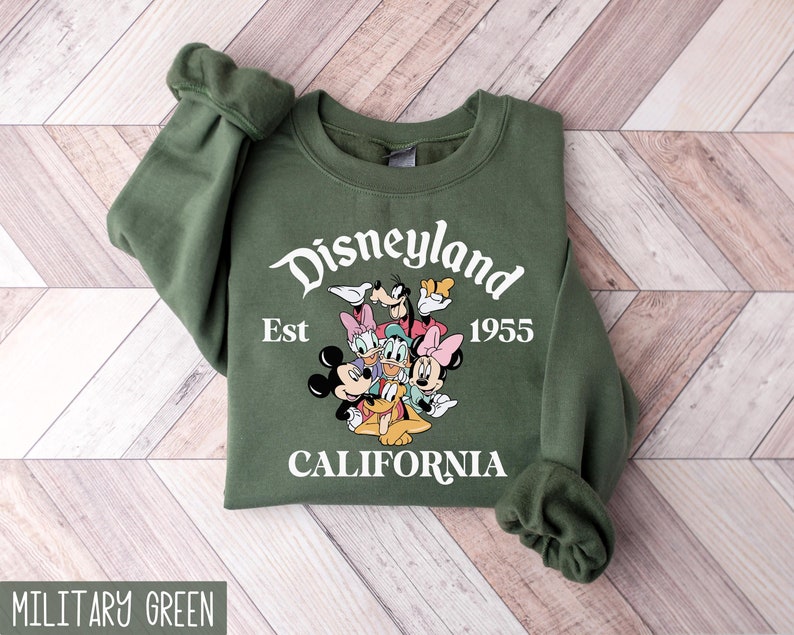 Mickey and Friends Disneyland Sweatshirt, Retro Disneyland California Shirt, Disneyland Est 1955 Shirt, Disney Vacation Shirt, Walt Disney Shirt, Disney Matching Shirts