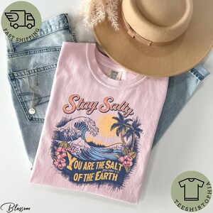 Comfort Colors Stay Salty Shirt, Christian Surf T-shirt, Salt of the Earth Graphic Tee, Matthew 5:13 Faith Tshirt, Coastal Boho Beach Tee image 5