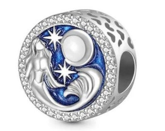 Charm Fits Pandora Original Bracelet 925 Silver Mermaid back engraved always with you