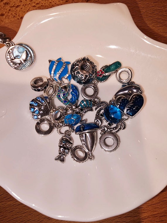 Charm Fits Pandora Original Bracelet 925 Ocean Heart Top Engraved