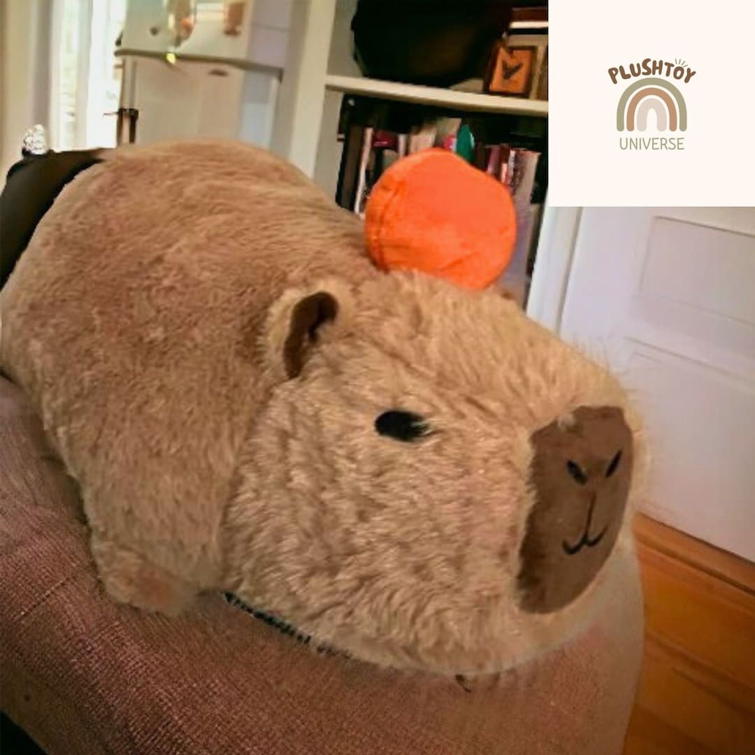 Brown Pumpkin Capybara Plush Animal Toy Soft White Chick Capybara Plush ...