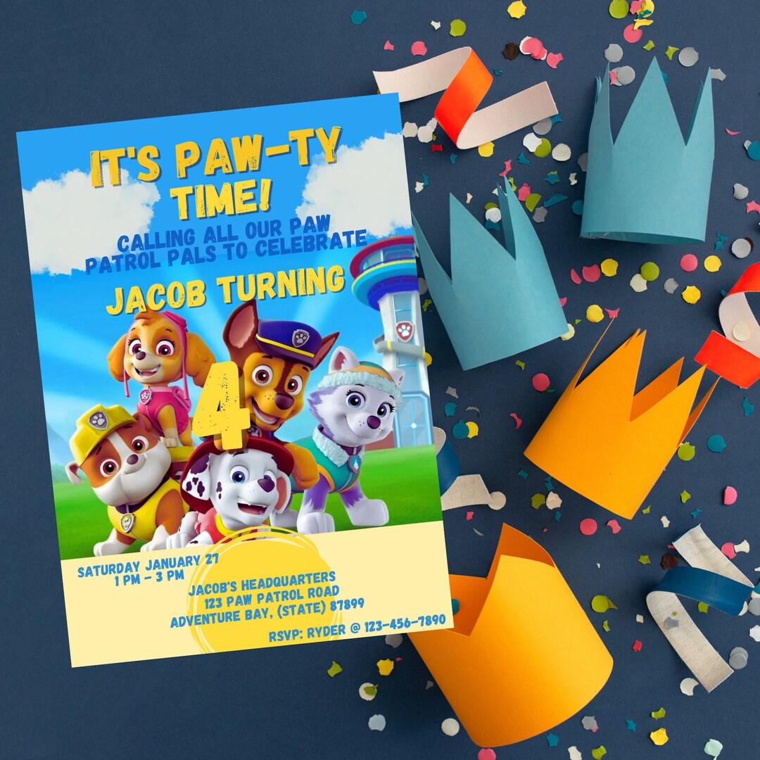 Paw Patrol Editable Birthday Invitation Template - Etsy