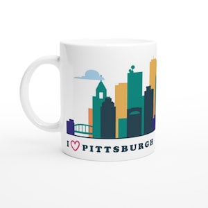 PITTSBURGH Mug, Skyline of Pittsburgh City, I Love Pittsburgh Cup, Gift coffee mug souvenir