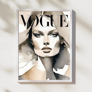 Vogue Poster, Luxury Designer Poster, Printable Wall Art, Vogue Wall Art, Watercolor Vogue Wall Art Digital Print, Modern Home Decor
