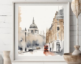 London Art Print, Watercolor Print, Handmade Art, Print Art Gift, Housewarming Gift, Watercolor Painting, Wall Art, London Wall Art