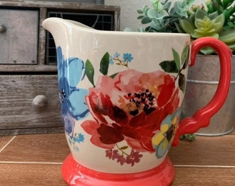 New Spring Floral Ceramic 4 Cup Measuring Pitcher.