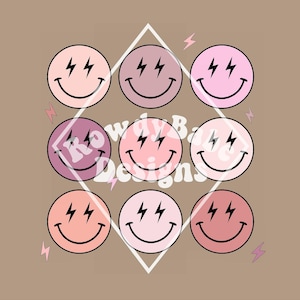 Beleuchtungsbolzen Smiley&#39;s PNG, Sublimationsdesign-Download, trendige PNG, digitaler Download, Western-png, groovy-png, Retro-png, Vintage-png