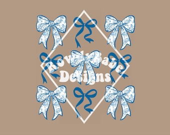 Floral Blue Bows PNG, sublimation design download, trendy png, digital download, retro png, vintage png, trendy png
