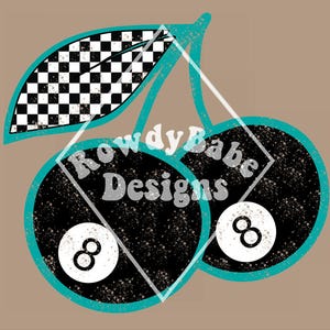Karierte Kirsche 8 Ball PNG, Sublimationsdesign-Download, trendy png, digitaler Download, Retro png , Vintage png, trendy png