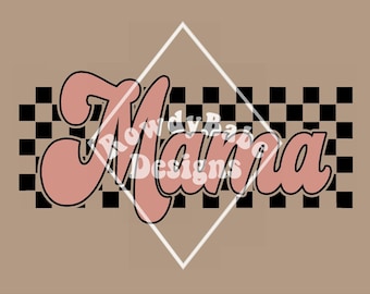 Groovy Checkered Mama PNG, sublimation design download, trendy png, digital download, retro png, vintage png