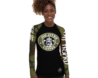 Jiu Jitsu en koffie-rashguard voor dames
