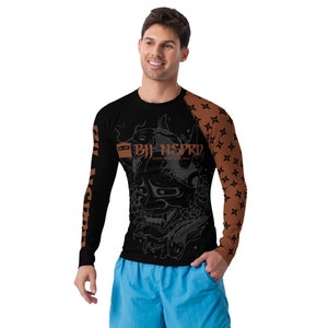 Ninja Stars Jiu Jitsu BJJ bruine riem Rash Guard voor heren