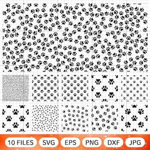 10 Paw naadloze patroon Svg, Paw Prints Svg, hond Paw Print Svg, Puppy Svg, hond Mama Svg, hondenliefhebber Svg, Vector, gesneden bestand, Cricut Dxf Png Eps