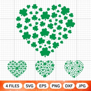 Clover Leaf Heart Bundle Svg, Shamrock Svg, St Patricks Day Svg, Clover Svg, Lucky Svg, Saint Patrick&#39;s Day, Cut File Cricut Dxf Png Eps Svg