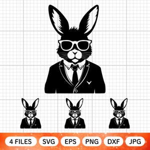 Easter Bunny Sunglasses SVG, Bunny With Glasses Svg, Bunny Svg, Kid&#39;s Easter Design Svg, Boy Easter Svg, Vector, Cut File Cricut Dxf Png Eps