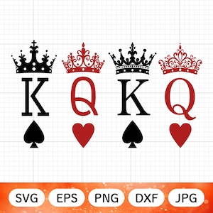 König und Dame Blatt, König Blatt, Dame Blatt, Spielkarten, Pik König, Herz Dame, Vektor, Schnittdateien, Cricut, Dxf Png Eps JPG