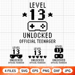 Level 13 entsperrt offizieller Teenager Svg, 13.Geburtstags Svg, Geburtstagskind Svg, Gamer Svg, Pixel Art, Schnittdatei, Cricut Dxf Png Eps Jpg