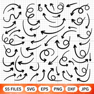55 Marker pijlen Svg bundel, Doodles pijlen Svg, pijl Svg, pijl Clipart, rechts / links pijl Svg, bestand knippen, Cricut, Dxf Png Eps Svg Jpg