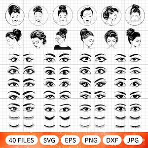 Eyelash Svg, Eye Svg, Makeup Svg, Eye Lashes Svg, Woman Svg, Fashion Svg, Eyebrows Svg, Silhouette, Printable, Cut File, Cricut Dxf Png Eps
