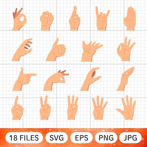 Cartoon Hands Bundle Svg, Gestures Svg, Hands Clip Art, Counting Hands, Hand Sign Number 1 2 3 4 5, Vector, Cricut Png Eps Svg Jpg