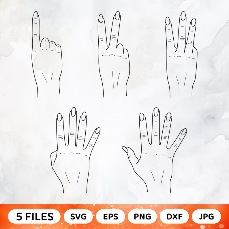 Finger Counting Hands SVG Bundle: Female Doodle Clipart (cut Files) - Etsy