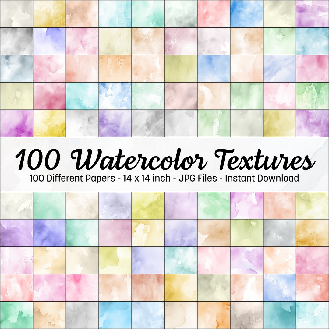 100 Watercolor Texture Digital Papers in 14 X 14, 300 Dpi Digital Paper ...