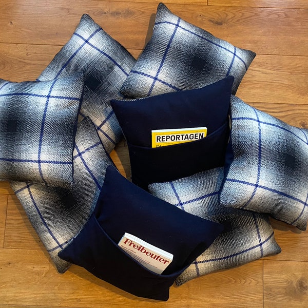 Set of 8 Soulmade 100% wool plaid cushions