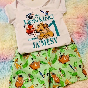 Lion King Custom Birthday Outfit/Baby Toddler Birthday/ Lion King Shorts/ Custom Kids shirts, 1st King Birthday , Birthday Boy