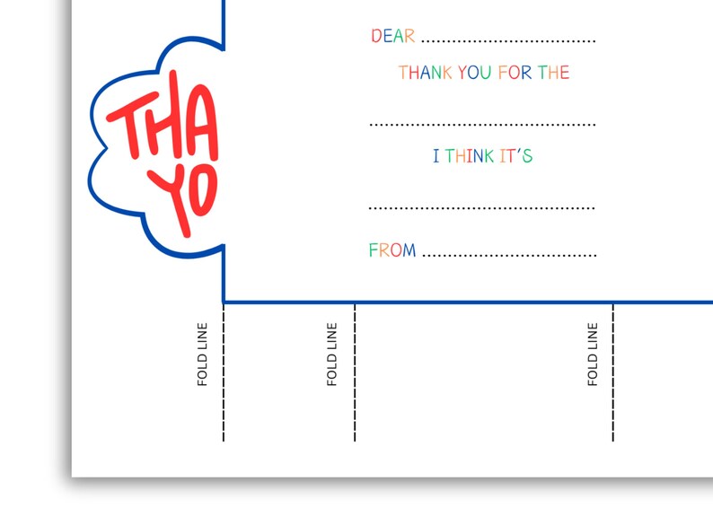 Kids Thank You Cards, Printable Fill in the Blank Thank You Card for ...