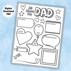 All About My Dad Fill in Template, Father's Day Activity, Father's Day ...