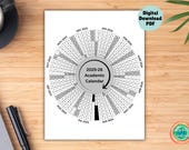 Circular 25-26 Academic Calendar Printable, 2025-2026 School Year Calendar, Circle Coloring Calendar Image, Instant Download Wall Calendar