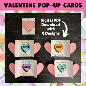 Tarjeta emergente imprimible para el día de San Valentín, corazón de caramelo para colorear, descargar tarjeta de San Valentín, manualidad, actividad para el aula, plantilla de tarjetas con forma de corazón para conversar