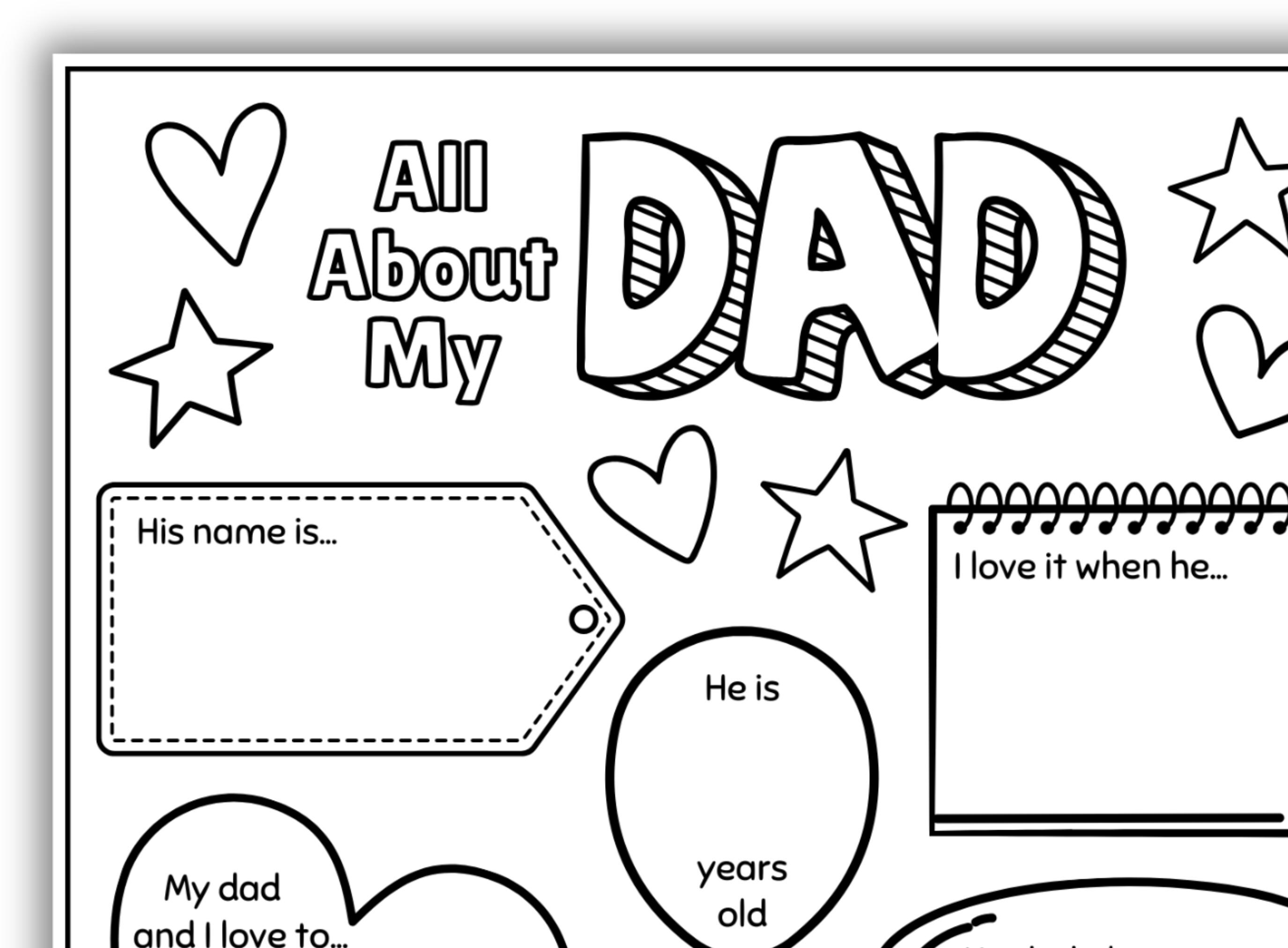 All About My Dad Fill in Template, Father's Day Activity, Father's Day ...