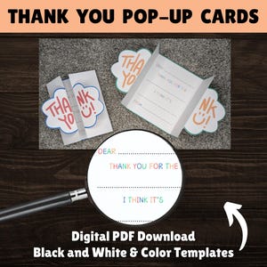 Kinder Dankeskarten, druckbare füllen Sie die leere Dankeskarte für Kinder, digitale Pop-Up Geburtstag Dankesnotiz, Pop-Up Karten Download