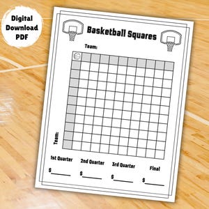 Basketball Squares Game | Basketball Game Watch Party Activity | Guess the Score Betting Printable | Predictions Fundraiser Instant Download