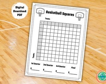 Basketball Squares Game | Basketball Game Watch Party Activity | Guess the Score Betting Printable | Predictions Fundraiser Instant Download