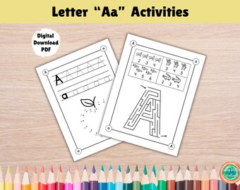Letter A Activity Sheet, Preschool Alphabet Curriculum Letter of the Week, Counting to 10 Practice, Kindergarten Handwriting Letter Tracing