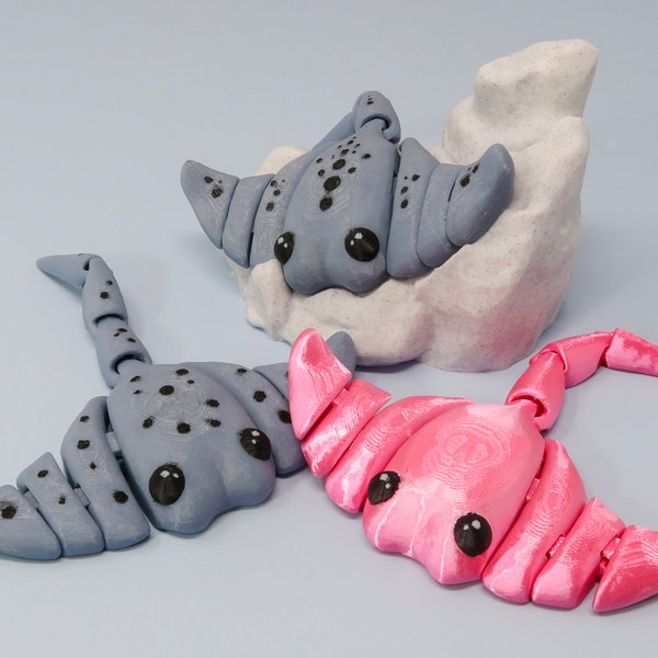 3D Printed Stingray Articulating - 4 sizes With Custom Colors - Adorable Fidget Toy