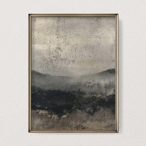 Foggy Hills Oil Painting: Abstract Landscape Art (Digital Download)