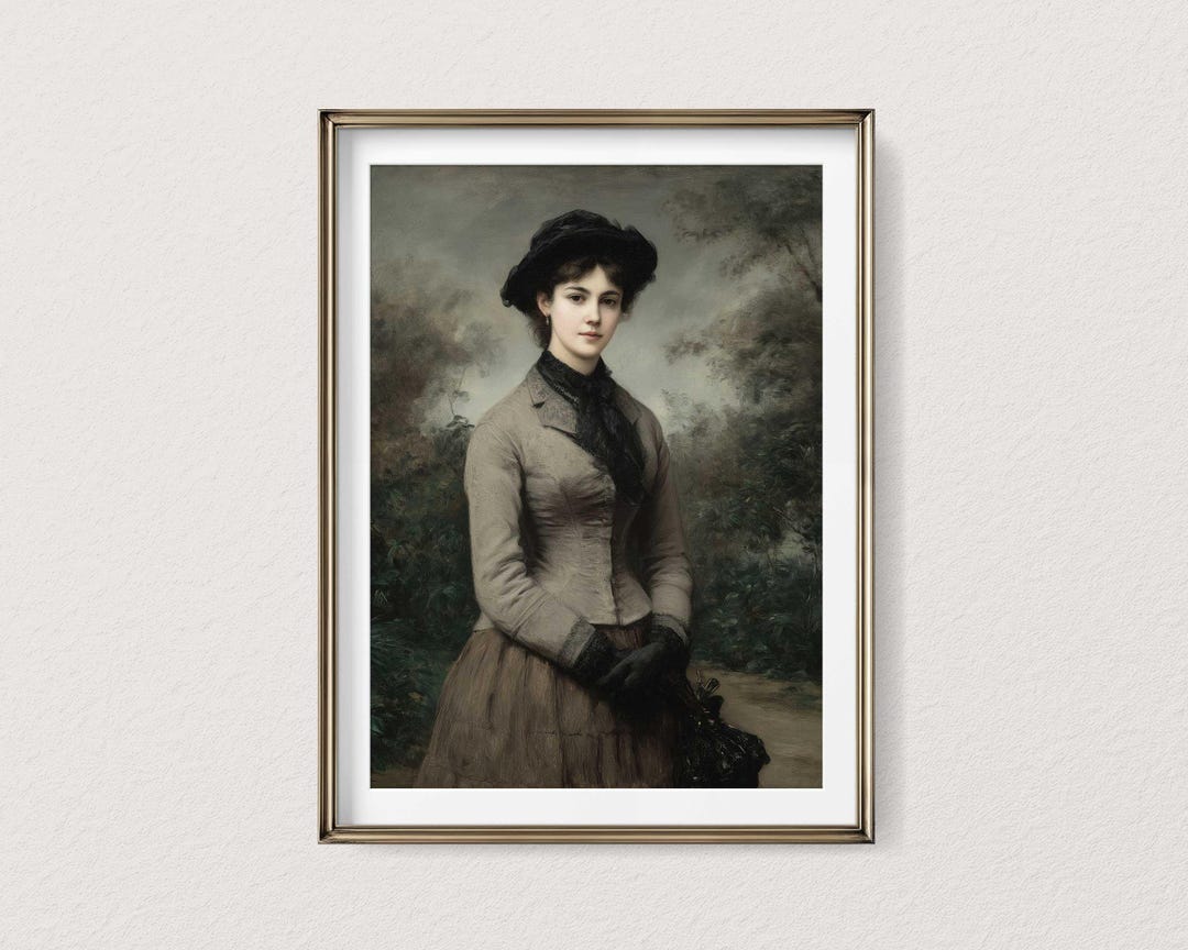 Elegant Vintage Portrait of a Victorian Woman in Gloves and Hat ...
