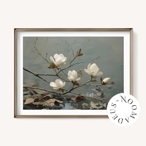 Magnolia Floral Painting: Vintage Cottage Style Art (Digital Download)