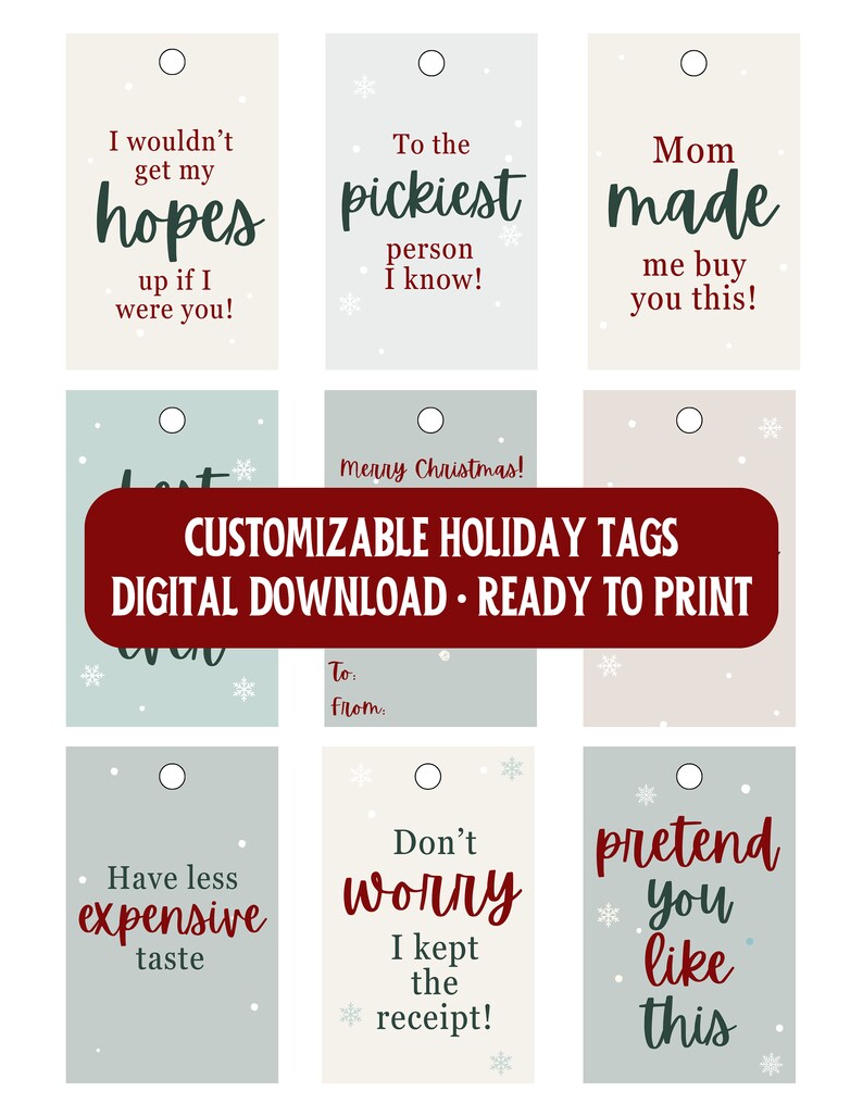 Printable Christmas Tags Canva Template Digital Download Etsy