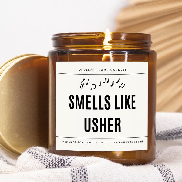 Smells Like Usher Scented Soy Candle Amber Jar 9oz, Super Bowl Halftime Show Performer, Gift For Music Lover, R&B Singer, Las Vegas