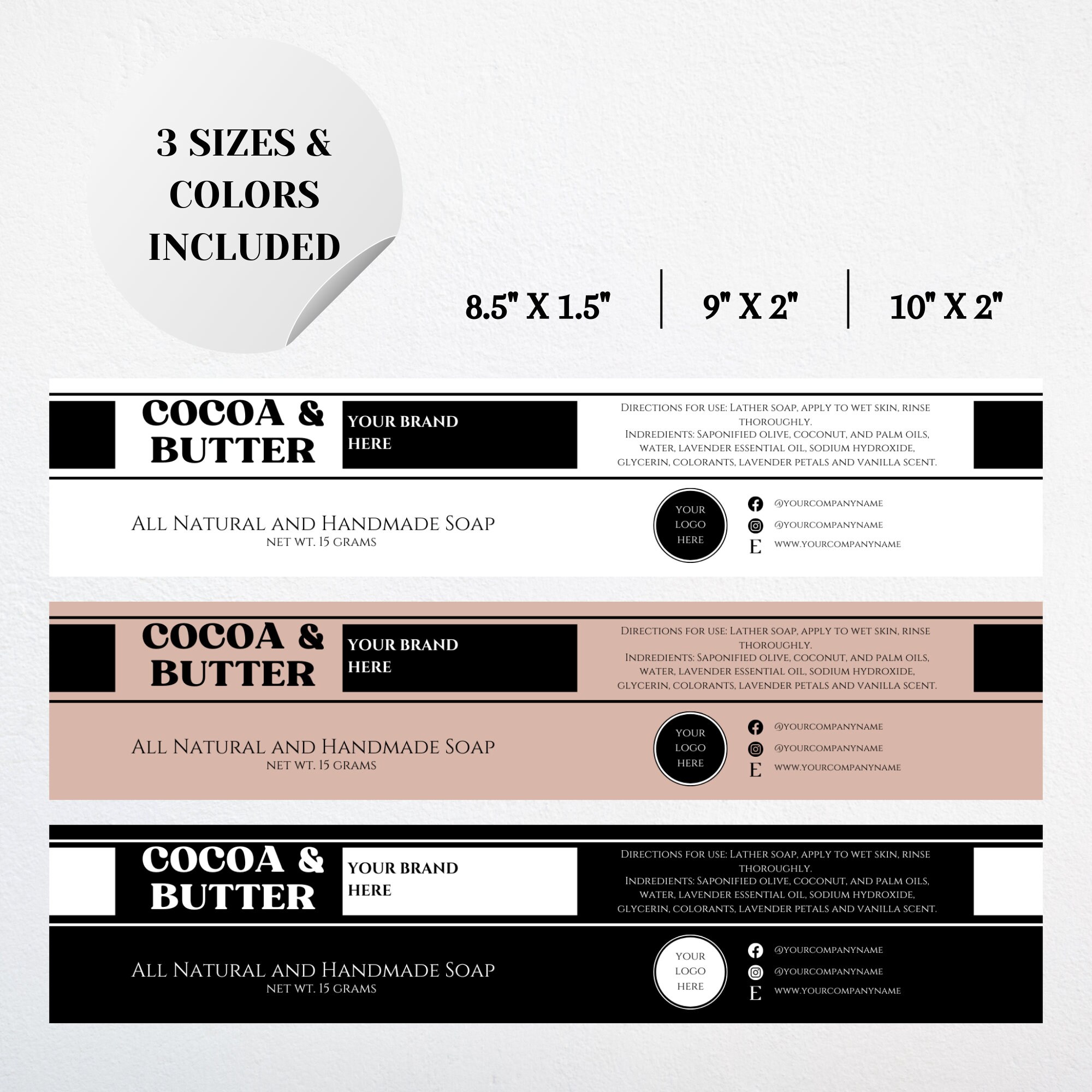 Editable Soap Label Template Canva, Soap Band Template, Soap Bar Labels ...